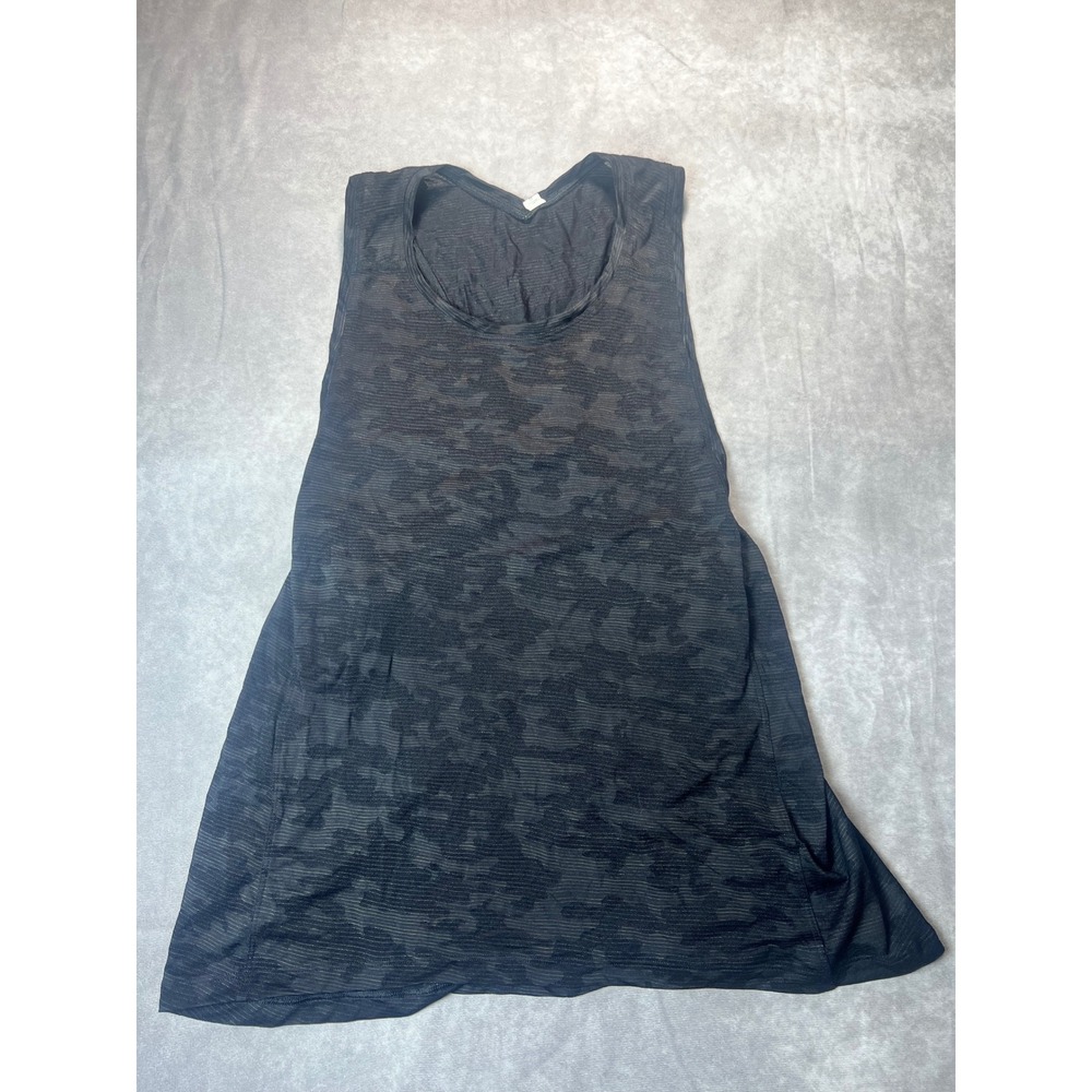 Lululemon Womens Swiftly Tech Racerback Tank Top 2.0 Size 10 Black Camo Active